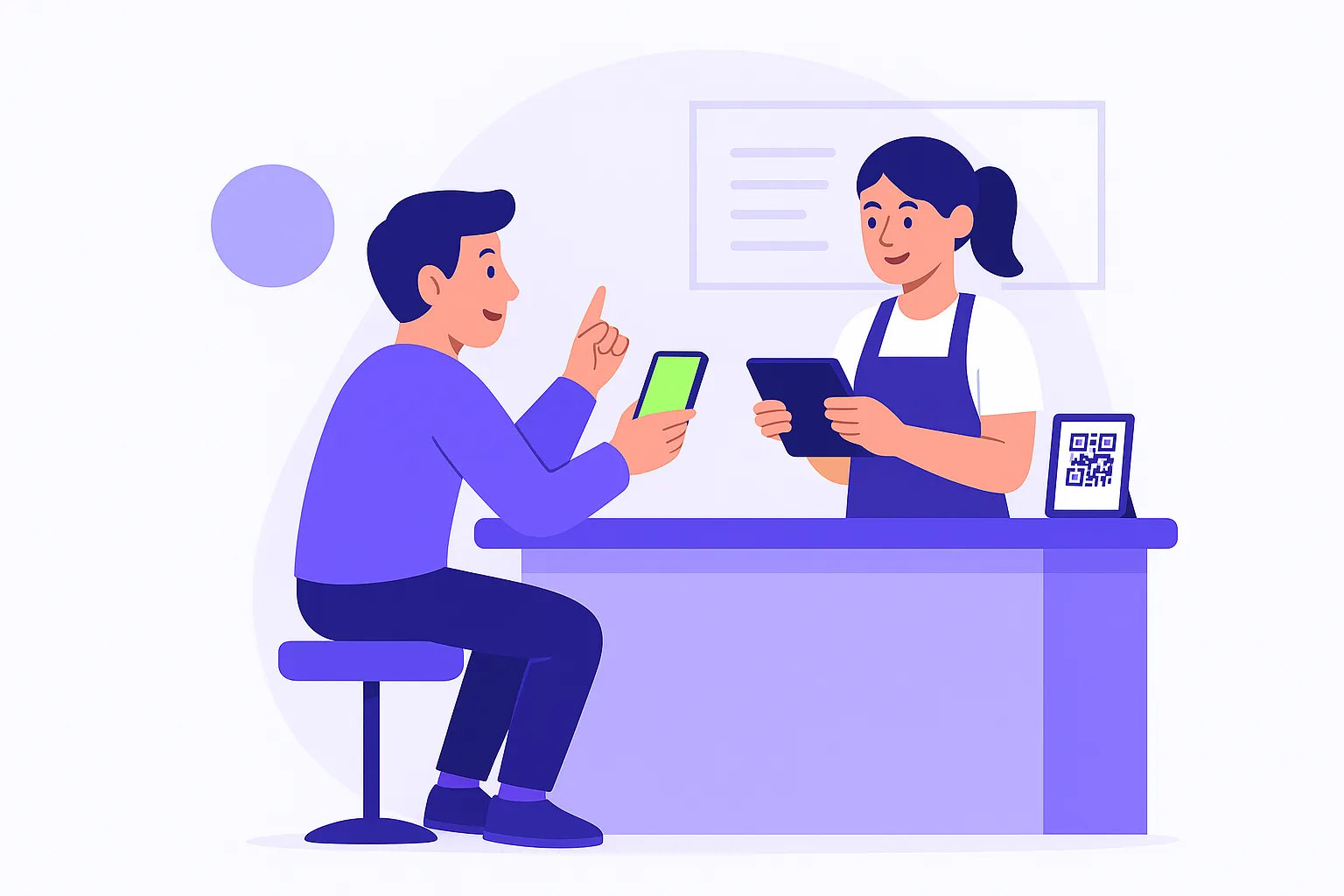 Ilustración de autenticación - Cliente escaneando QR